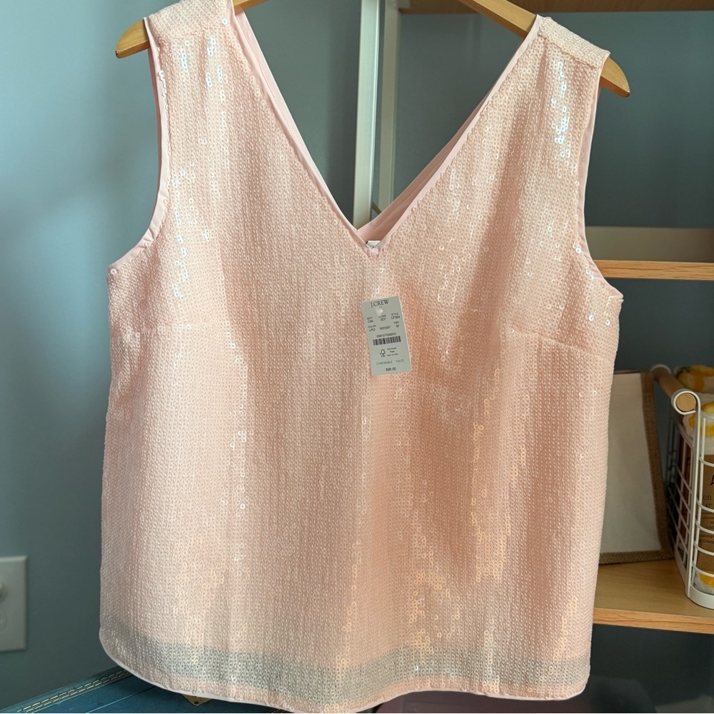 NWT JCrew Factory V Neck Sequin Shell size medium